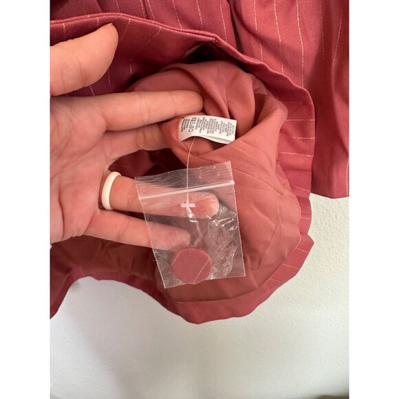 Adelyn Rae Kayla Pinstripe Belted Blazer Dress Size Medium Desert Rose Pink - Picture 9 of 10